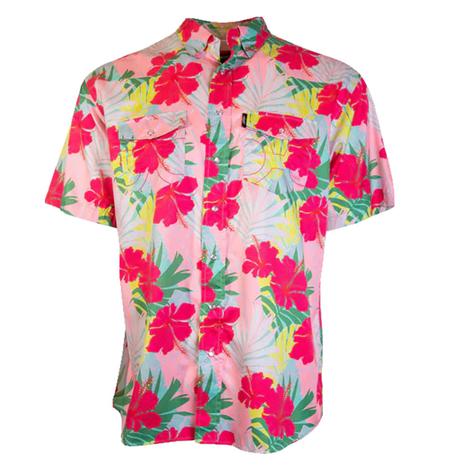 Hooey Men's Palm Print Sol Short Sleeve Snap Shirt