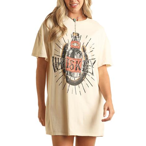Rock and Roll Cowgirl Eggshell Women's Graphic T-Shirt Dress
