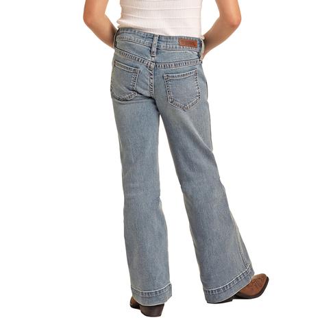 Rock & Roll Front Pocket Detail Meduim Wash Trouser Girl's Jean
