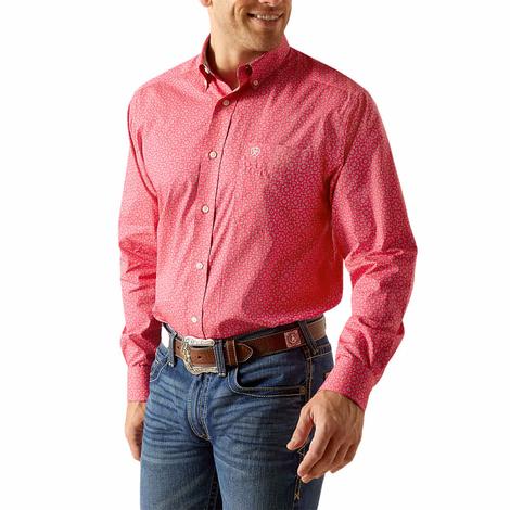 Ariat Men's Pink Long Sleeve Wrinkle Free Brennan Shirt
