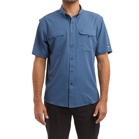 Pelagic Keys Blue Short Sleeve Men's Fishing Shirt 