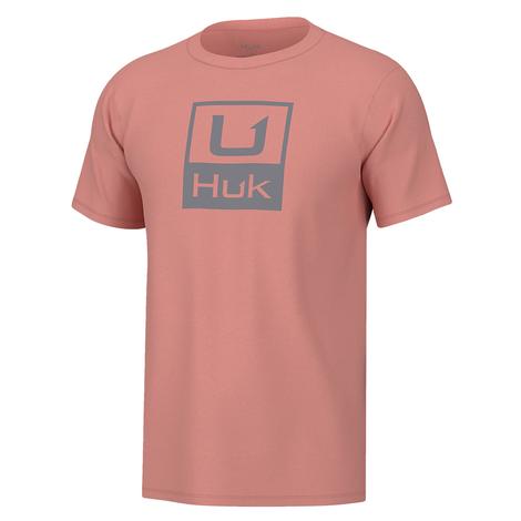 Huk Stacked Orange Logo Men's Short Sleeve Tee 
