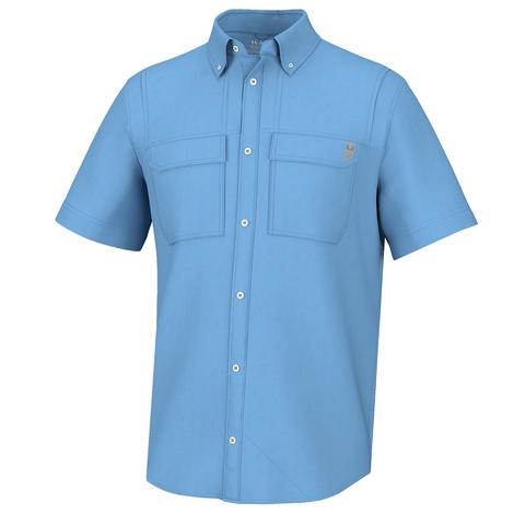 HUK Back Draft Marolina Blue Short Sleeve Men's Shirt