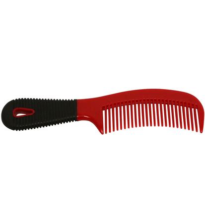 Plastic Comb w/ Rubber Grip RED