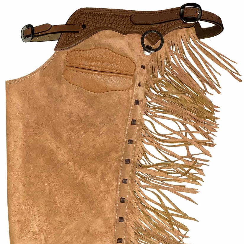 STT Exclusive Basketweave Border Versatility Chaps with Buckle Closure and Pocket SADDLE