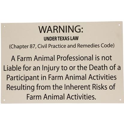  Texas Equine Liability Sign