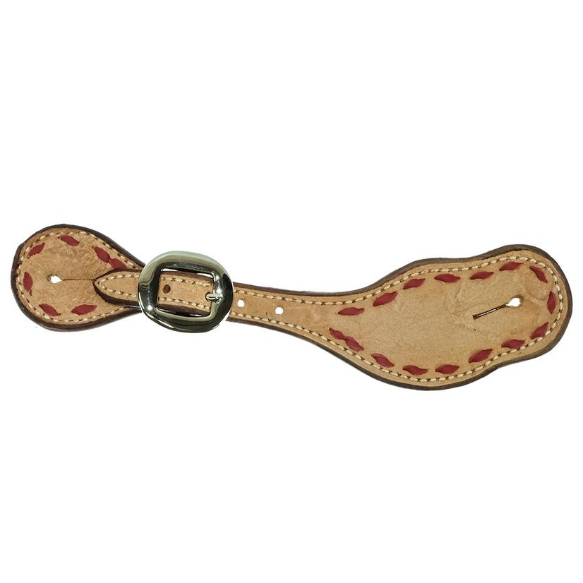  Shaped Roughout Spur Strap With Red Buckstitch