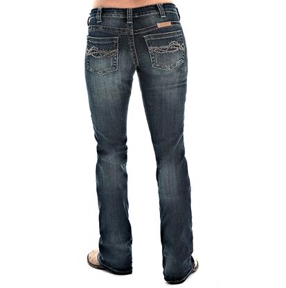 Cowgirl Tuff Womens Don’t Fence Me In Dark Jeans 