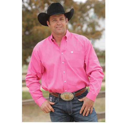 Cinch Men's Hot Pink Button-Down Long Sleeve Shirt