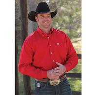 Cinch Men's Red Button-Down Long Sleeve Shirt