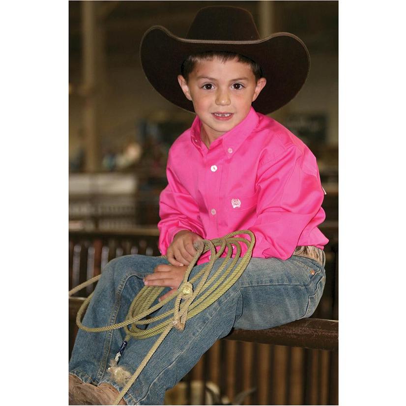  Cinch Boy's Solid Hot Pink Button- Down Show Shirt