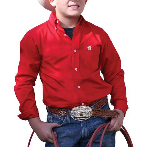 Cinch Boys Solid Show Shirt - Red 