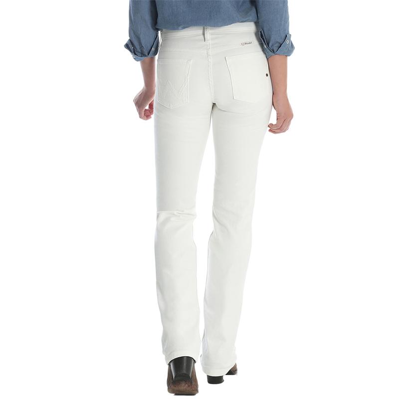  Wrangler Women's Q- Baby Mid- Rise White Boot Cut Jeans