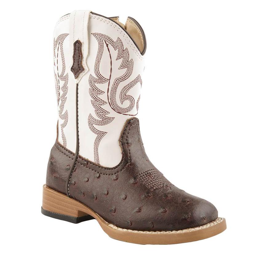  Roper Toddler White Brown Ostrich Boots