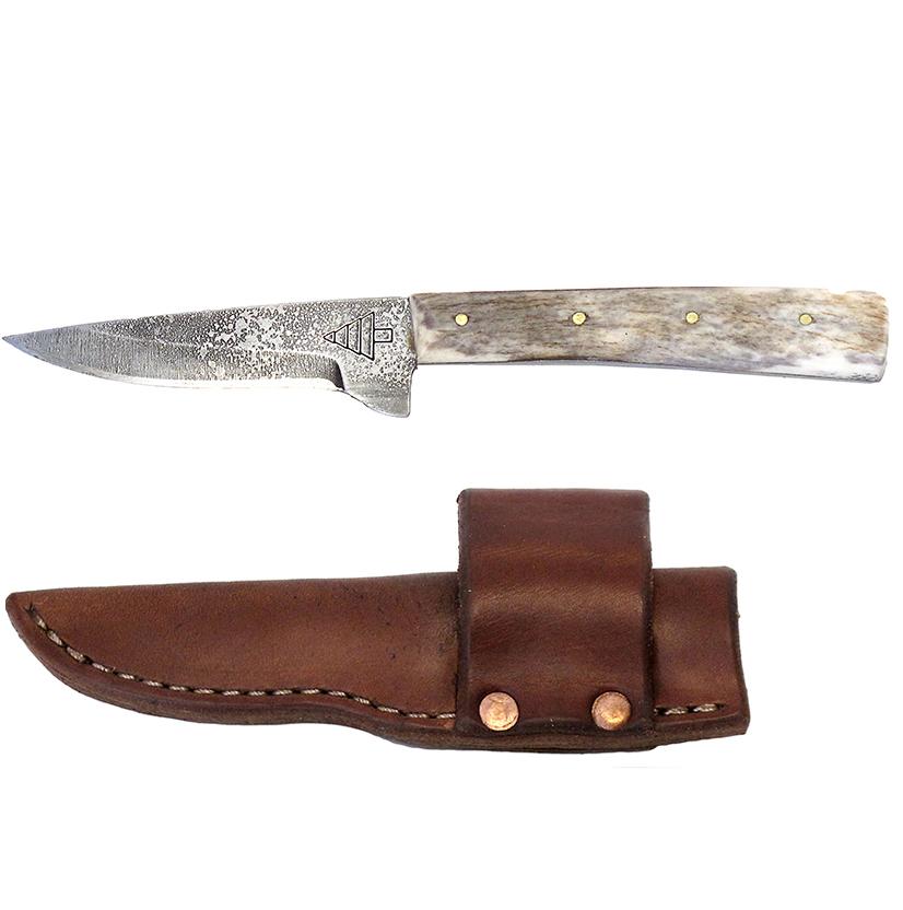  Shark Tooth Fixed Blade Knife With Leather Sheath
