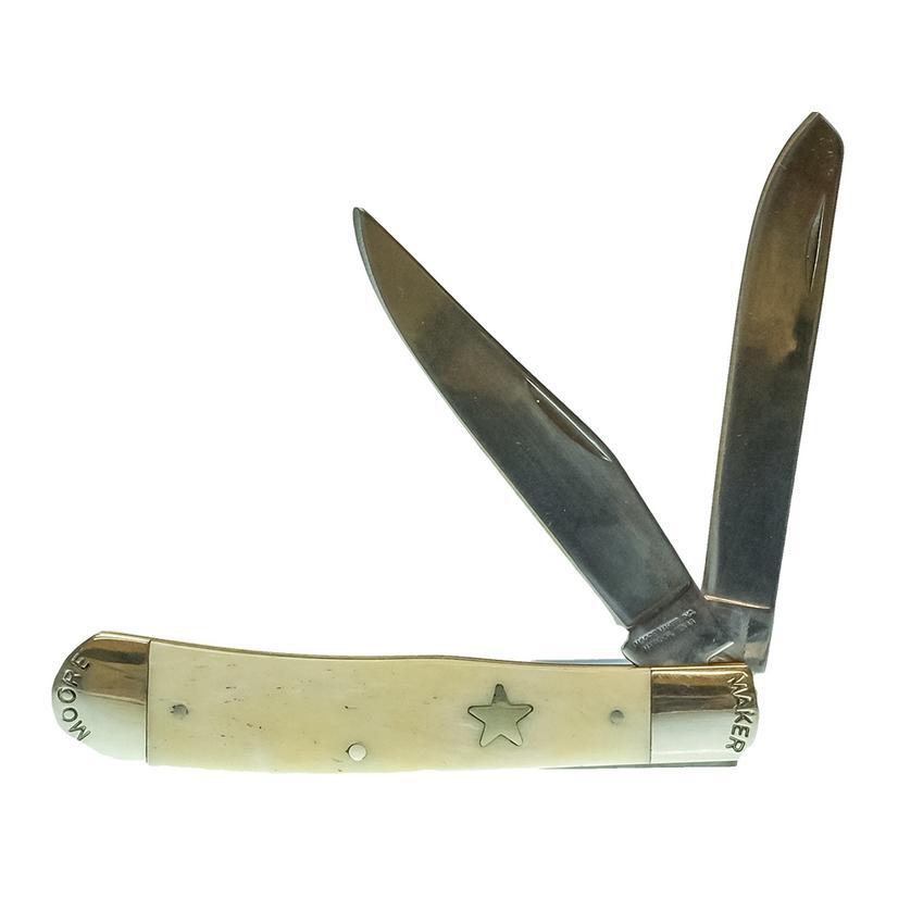 Moore Maker Double Blade Texas Trapper Pocket Knife 4 1/8 Inches WHITE