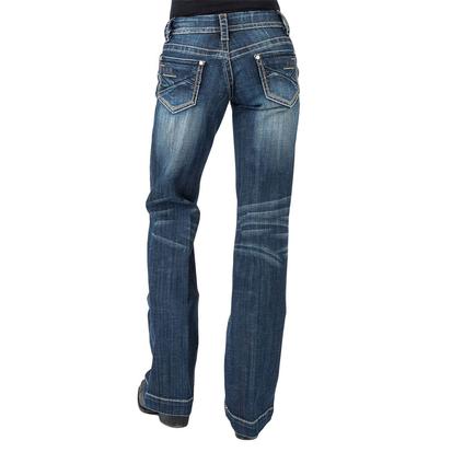 Stetson Women's Basic Back Pocket Medium Wash Flared Trouser Jeans