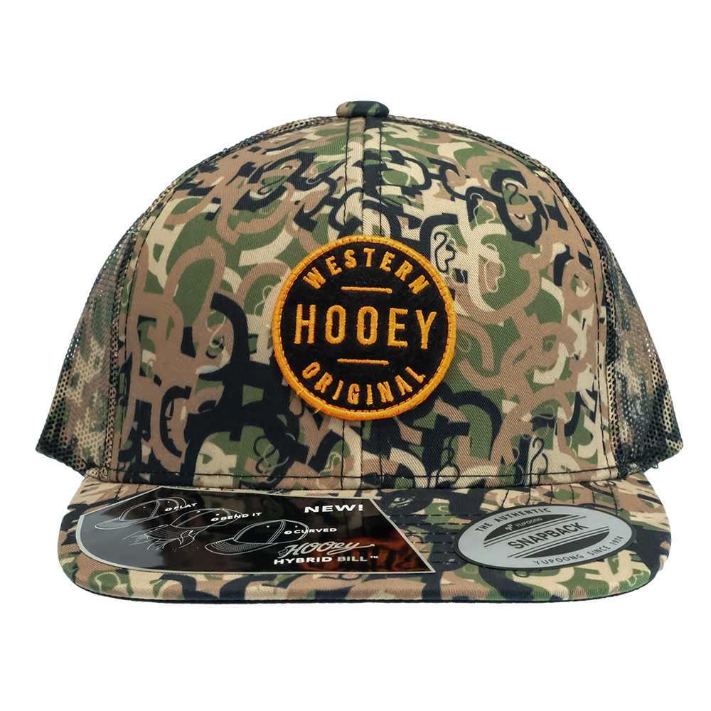 Camo 6-Panel Trucker with Black and Orange Patch-Youth Cap by Hooey