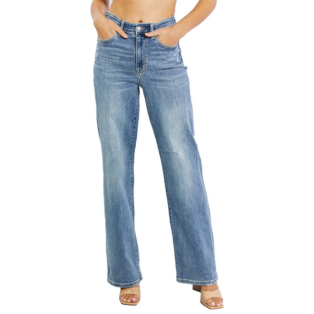 High Rise Mild Destroy Women's Straight Jeans by Judy Blue