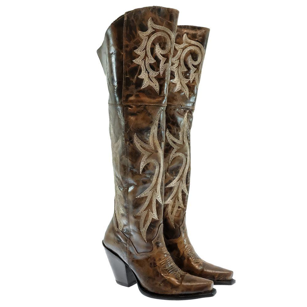 Jilted Brown Embroidered Women's Tall Boots by Dan Post