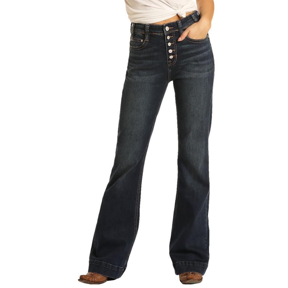 Dark Wash Women's Trouser Jeans by Rock and Roll Cowgirl