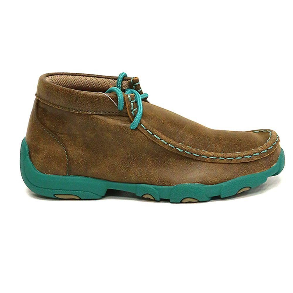 Twisted X Youth Driving Mocs Brown / Turquoise Shoes