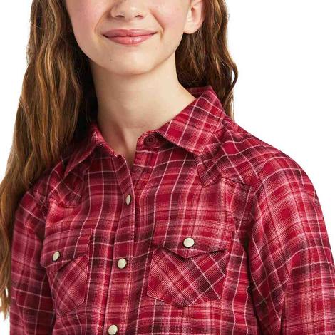 Ariat R.E.A.L. Adobe Plaid Long Sleeve Buttondown Snap Girl's Shirt