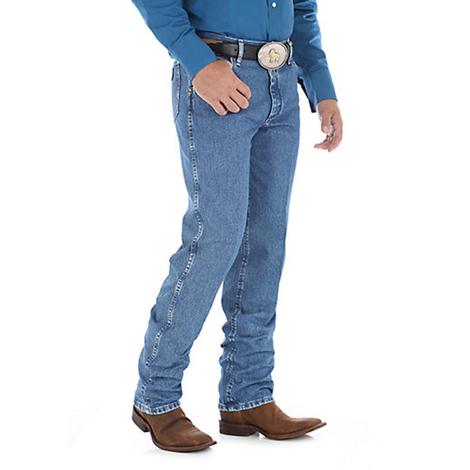 Wrangler Mens Premium Performance Cowboy Cut Regular Fit Denim Jeans - Stonewashed
