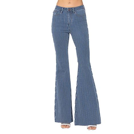 Judy Blue High Rise Pin Stripe Super Flare Women's Plus Jeans 