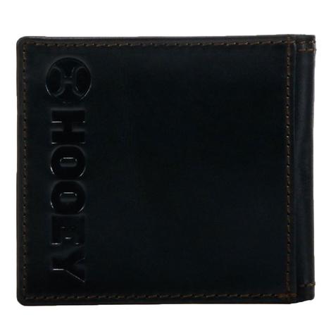 Hooey Black Bifold Wallet with Brown Double Stitched Accent Edge