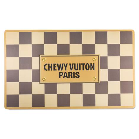 Haute Diggity Dog Checker Chewy Vuiton Dog Bowl Mat