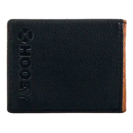 Hooey All Over Basketweave Front Pocket Bifold Wallet with Black Leather Corner