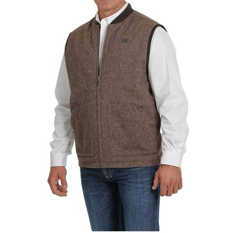 Cinch Brown Wool Canvas Reversible Men's Vest